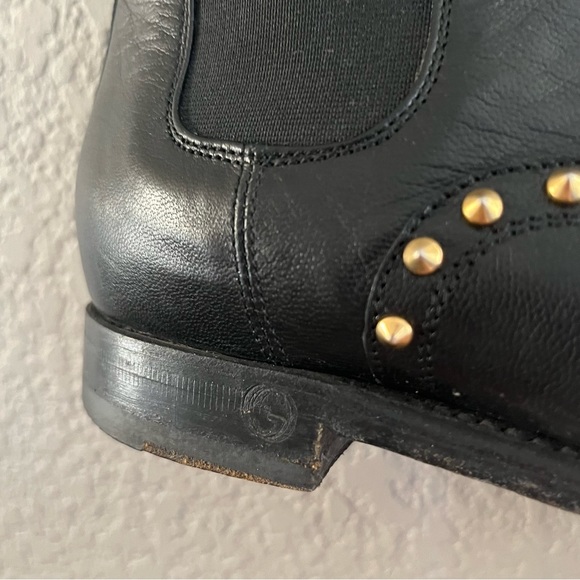 Gucci Golden Studded Black Chelsea Booties SZ 38.5 - Picture 8 of 10